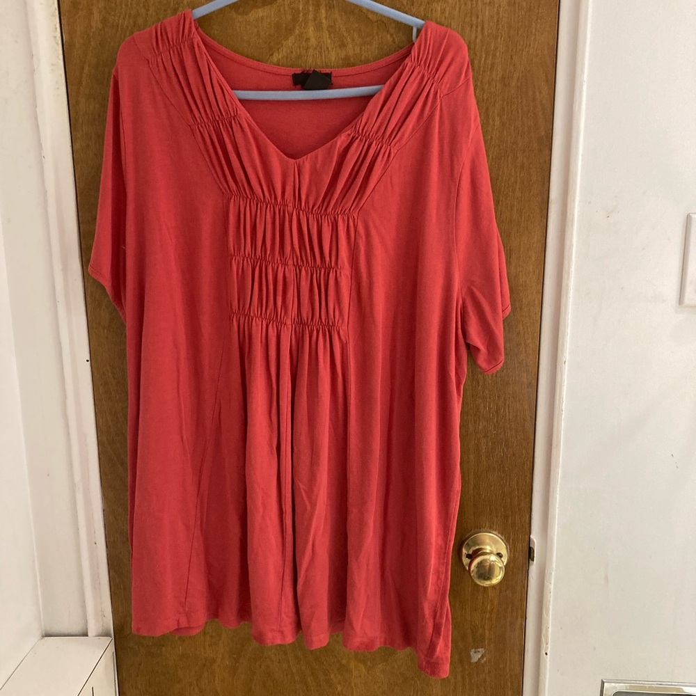 Ellos Coral Gathered Tunic Top